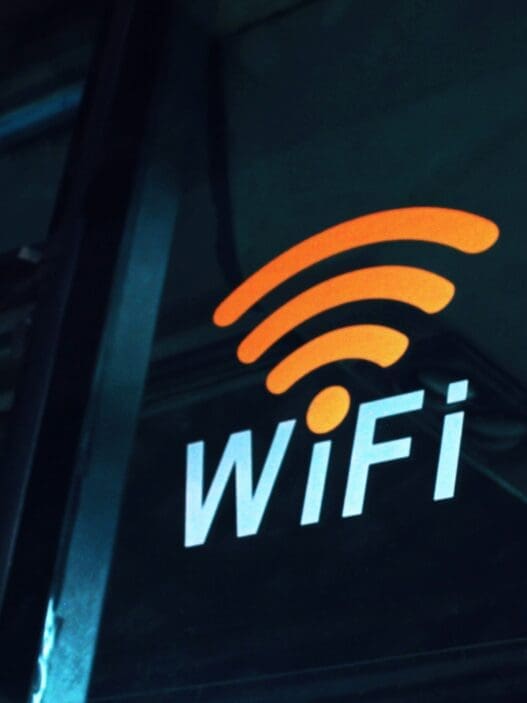 a wifi logo on a window