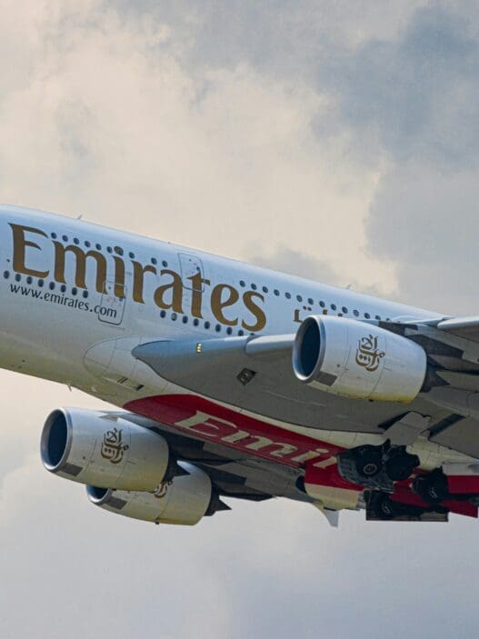 a large airplane flying in the sky