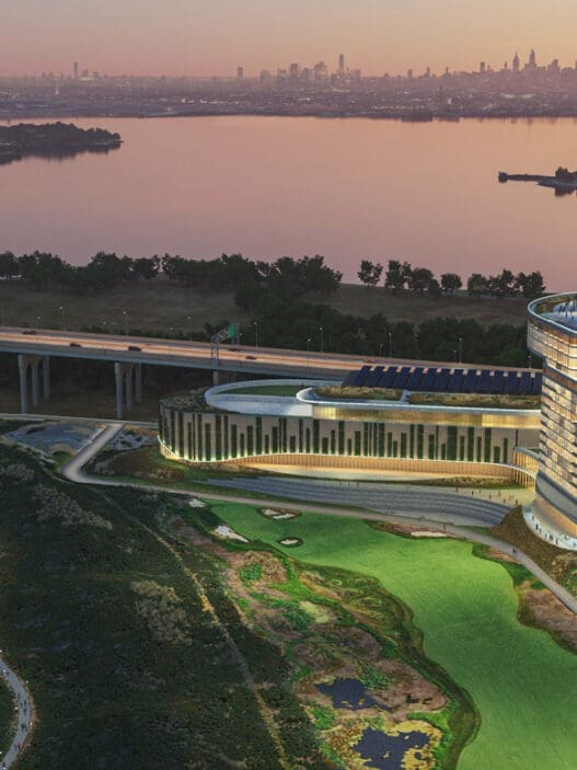 a building near a body of water