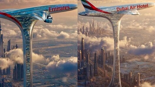 a plane flying over a city