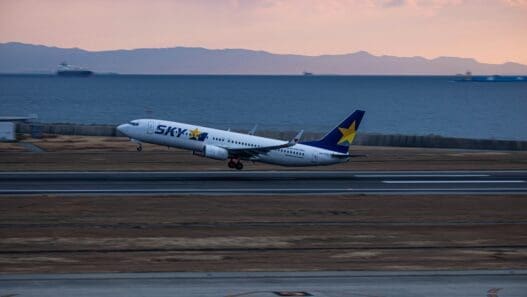 a plane taking off from a runway