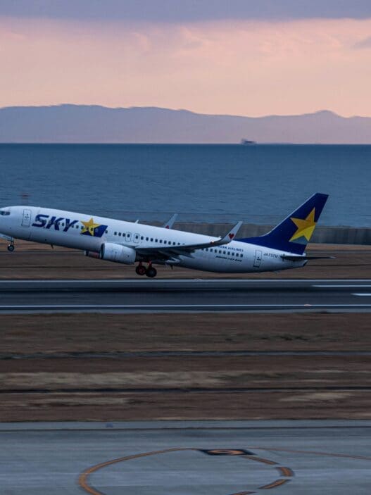 a plane taking off from a runway