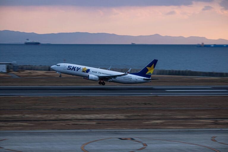 a plane taking off from a runway