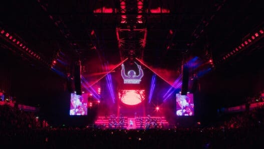 a stage with a band on it