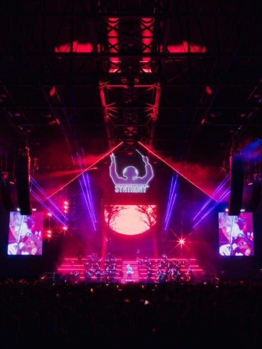 a stage with a band on it