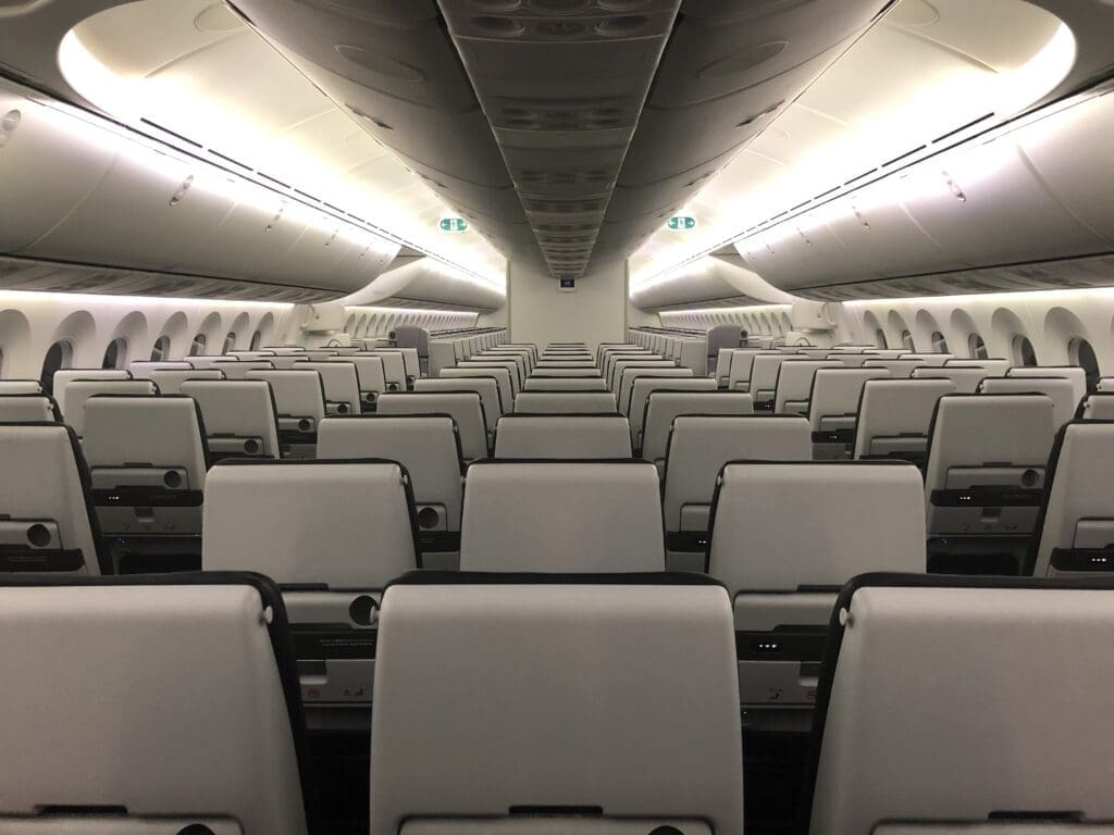 an airplane with many seats