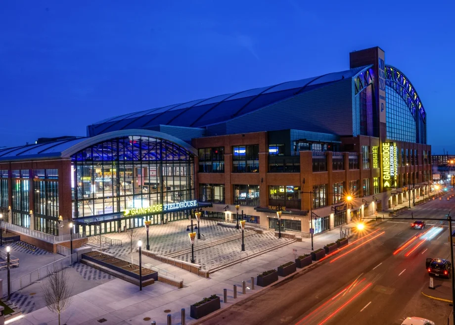 a large building with a large glass roof