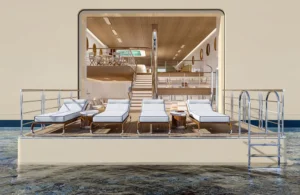 a deck chair on a boat