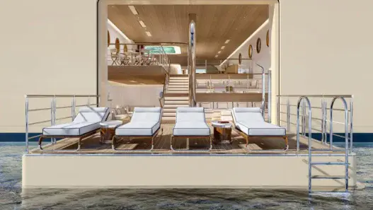 a deck chair on a boat