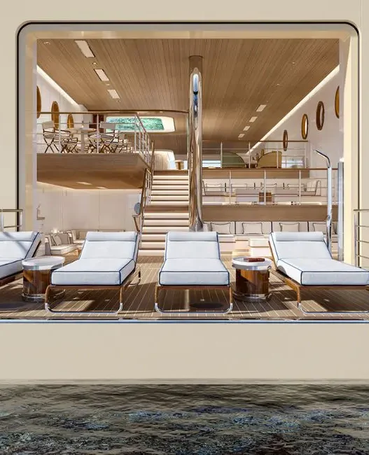 a deck chair on a boat