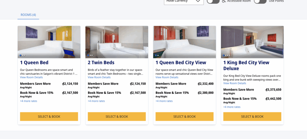 screens screenshot of a hotel room