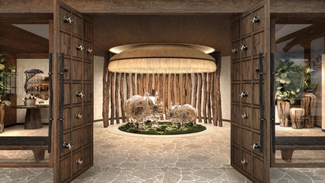 an open door to an elephant exhibit