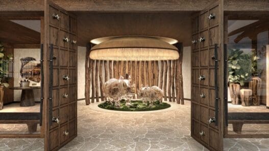 an open door to an elephant exhibit