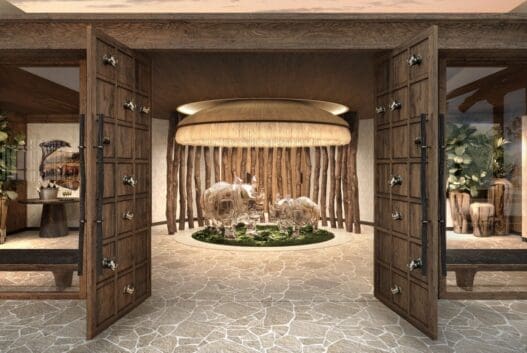 an open door to an elephant exhibit