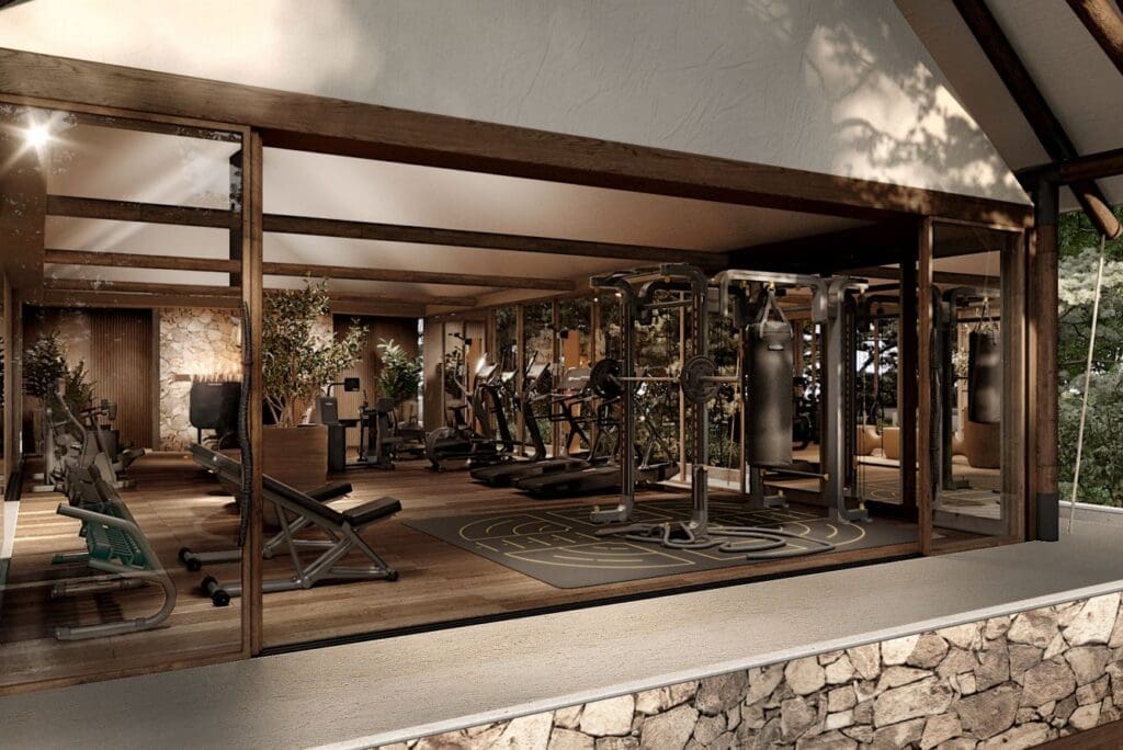 a gym with exercise equipment