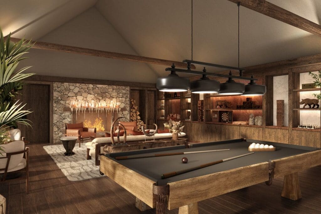 a pool table in a room