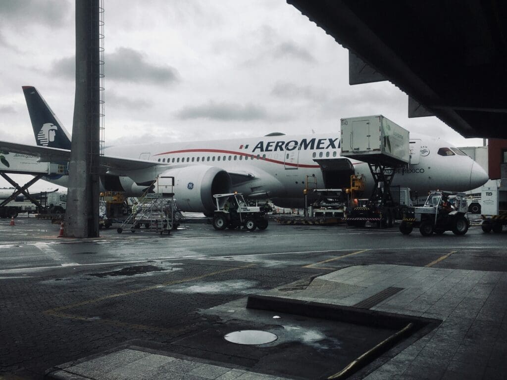 an airplane parked at an airport