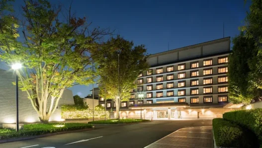 a building with lights on the outside