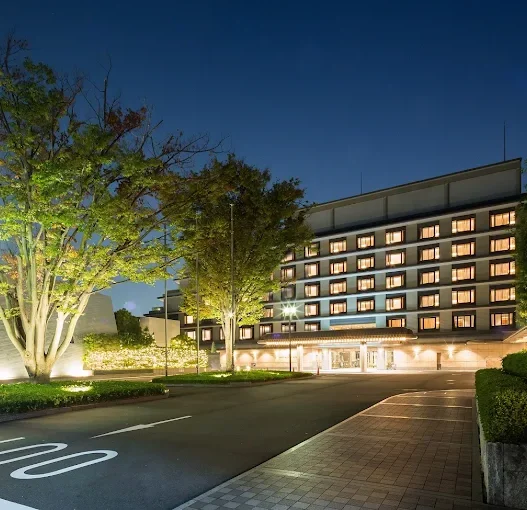 a building with lights on the outside