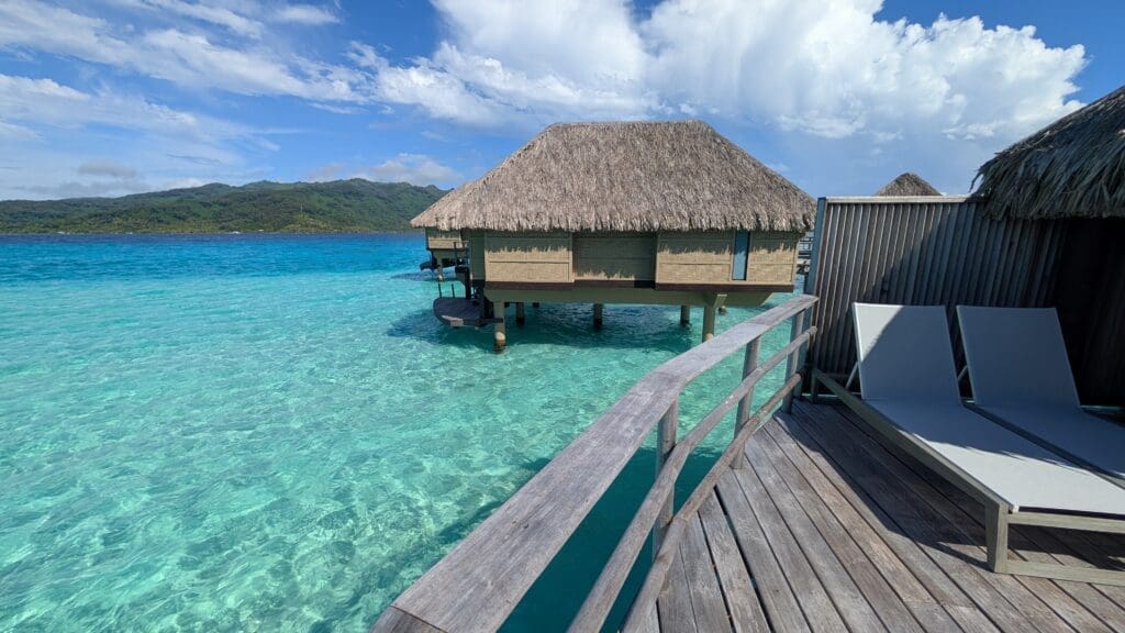 a hut on stilts in the water