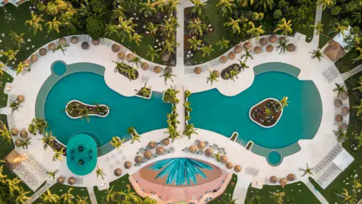 a pool in a resort