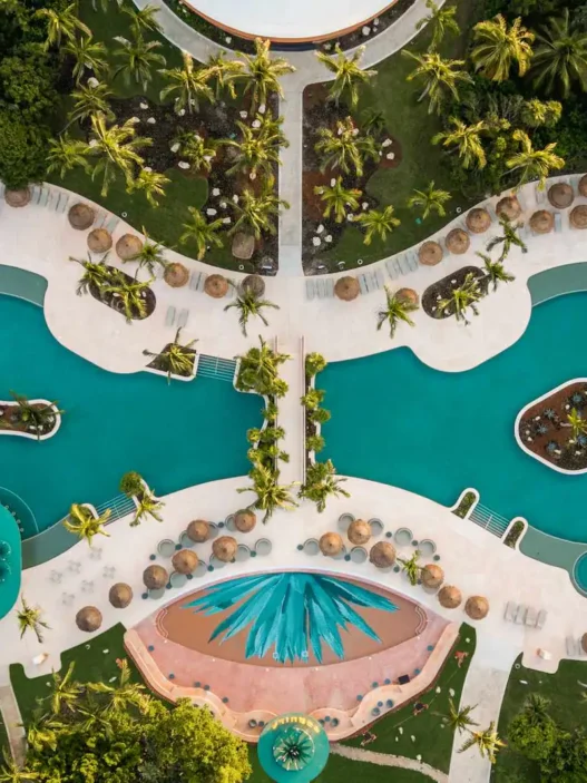 a pool in a resort