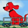 a cartoon of a dog on a train