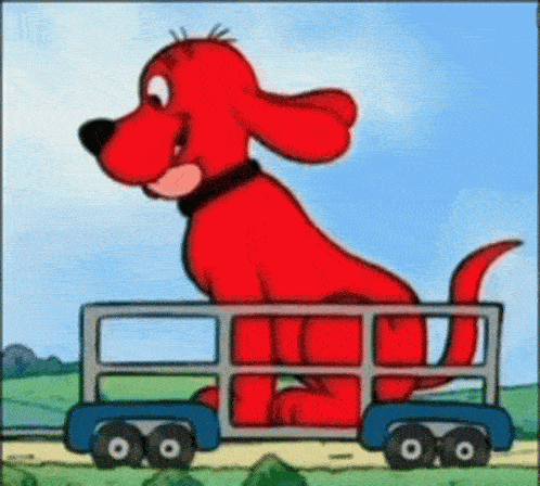 a cartoon of a dog on a train