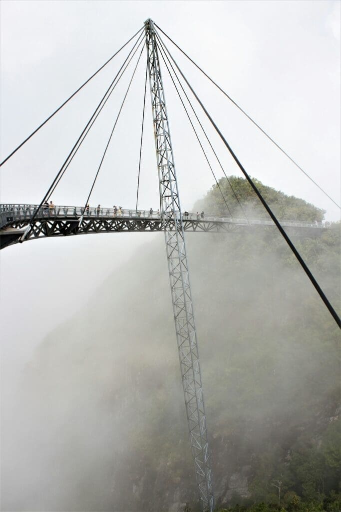 a bridge with people walking on it