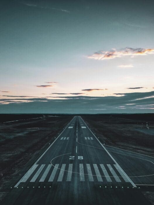 a runway with markings on it