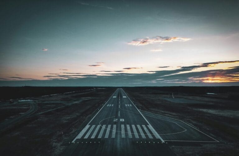 a runway with markings on it