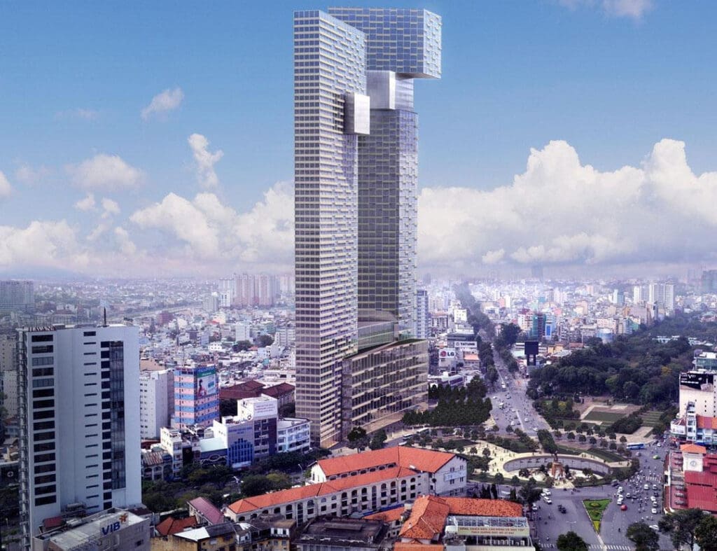 a tall buildings in a city