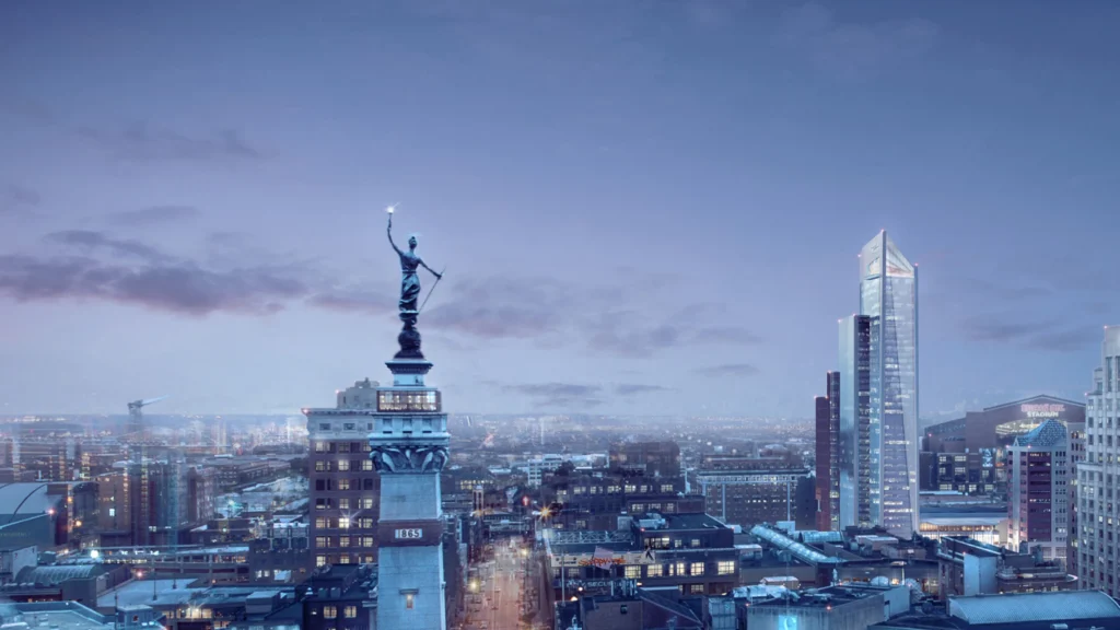 a statue on top of a building