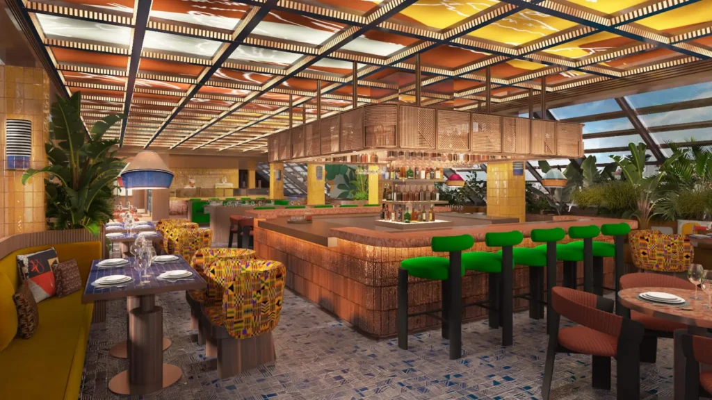 a restaurant with tables and chairs