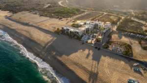 a building on a beach