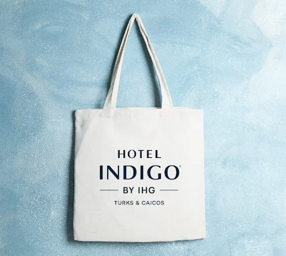 a white bag with black text