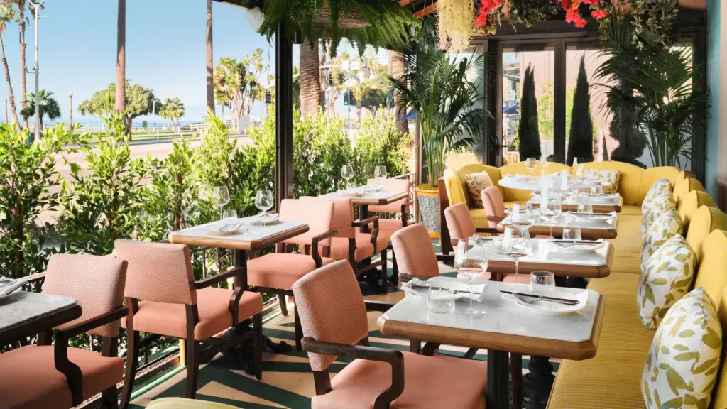 tables and chairs in a restaurant