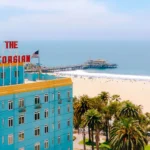 a building with a pier in the background