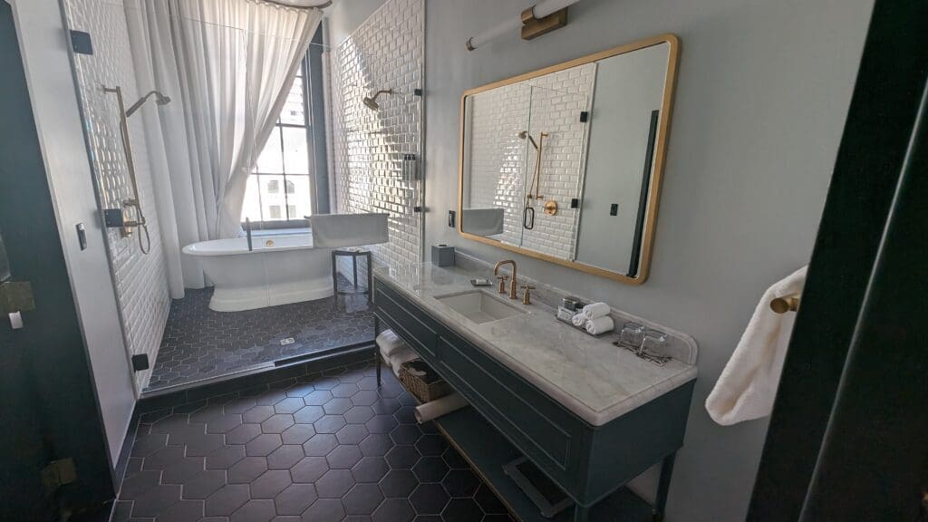 a bathroom with a sink and a bathtub