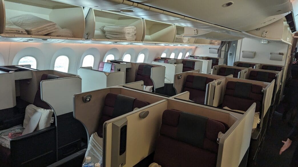 an airplane with seats and windows