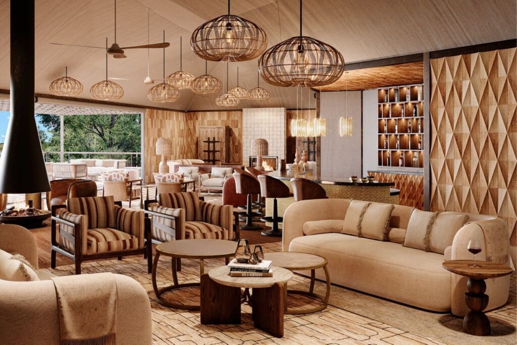 a room with furniture and a table