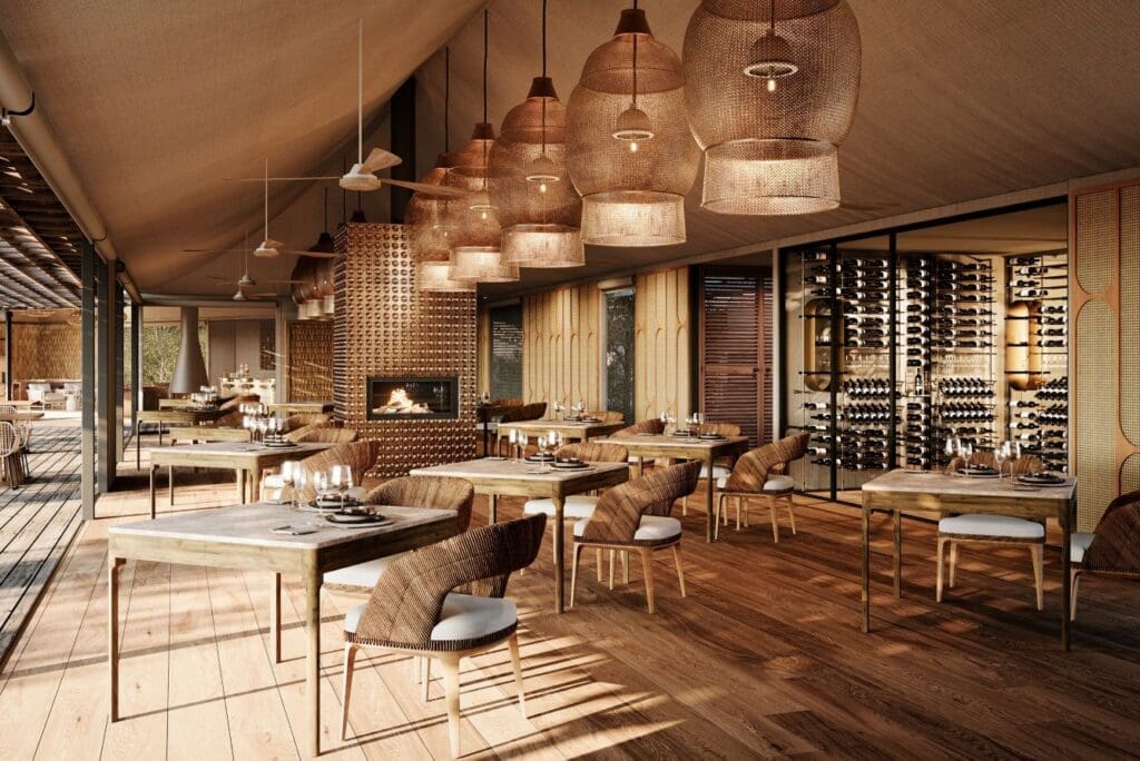 a restaurant with tables and chairs