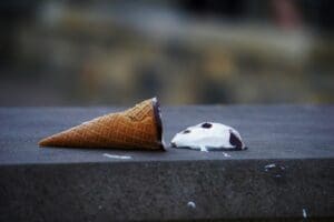ice cream cone on a concrete surface