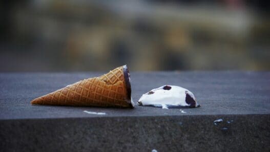 ice cream cone on a concrete surface