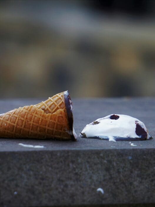 ice cream cone on a concrete surface