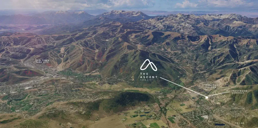 a aerial view of a mountain range