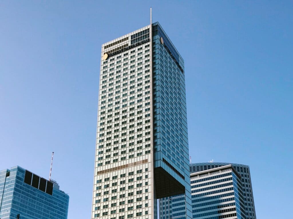 a tall building with a large window